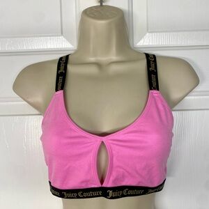 Juicy Couture Hot Pink Keyhole Sports Bra Black Band Bra S/M
